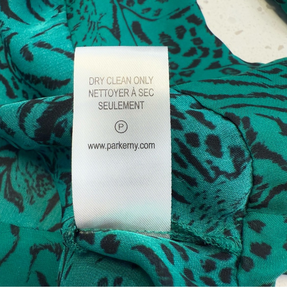 Silk Blend Animal Print Wrap Blouse Green Small Silk Blend - Picture 10 of 11